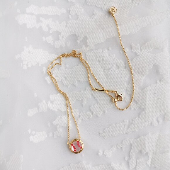 Kendra Scott Baseball Gold Necklace Ivory Mother Pearl - Picture 3 of 3